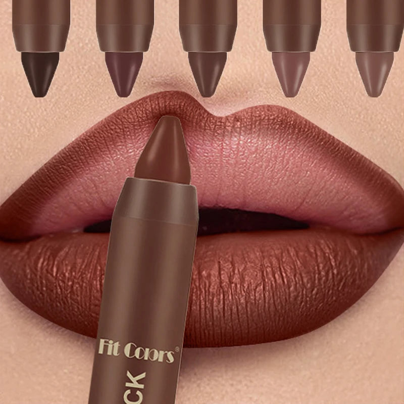 Fit Colors Matte Lip Liner Crayon – Waterproof Chocolate Brown Matte Lip Liner PRIMED