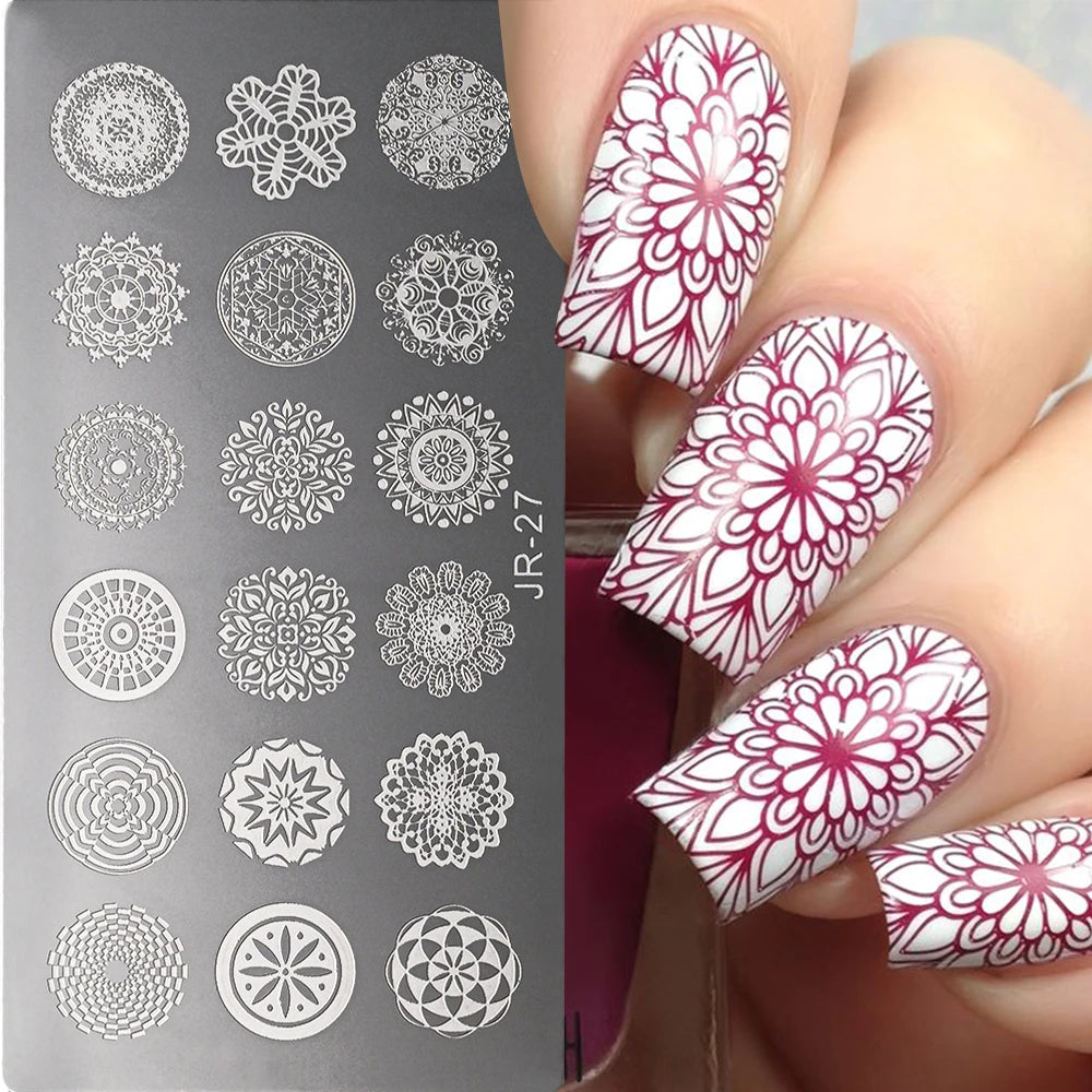 Nail Art Stamping Plate – Waves, Florals & Animal Designs Nail Stamping Plate PRIMED