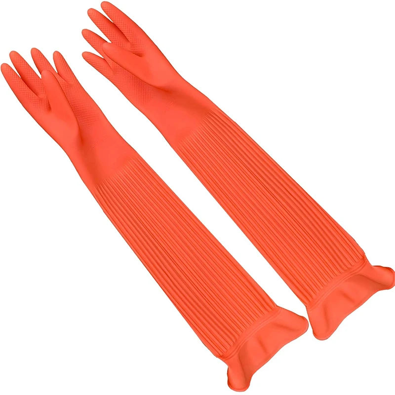 Extra Long Rubber Kitchen Gloves – Non-Slip Reusable Latex Kitchen Cleaning Gloves PRIMED