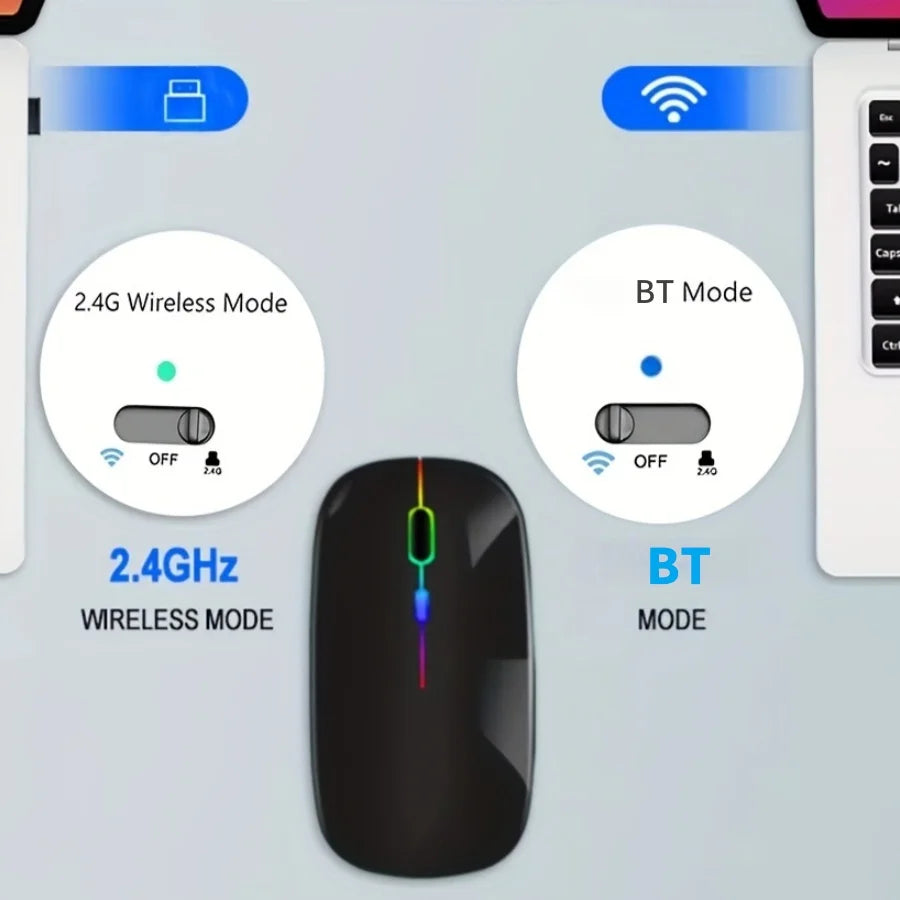 Dual-Mode Bluetooth Wireless Mouse – Rechargeable Ergonomic Wireless Computer Mouse PRIMED