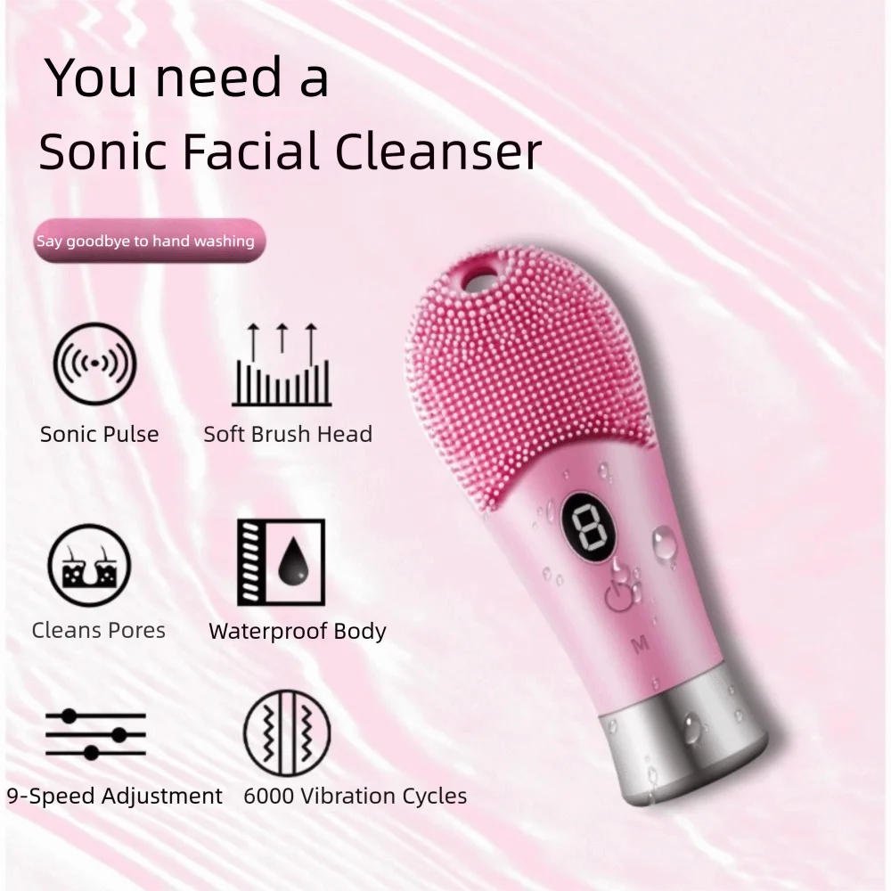 Silicone Electric Sonic Face Scrubber | 9-Speed Ultrasonic Brush