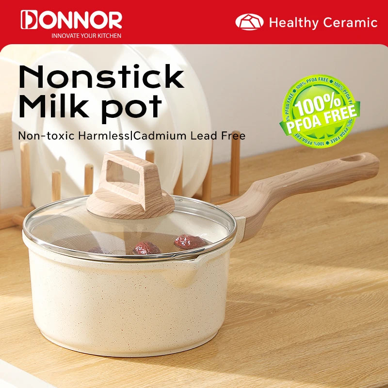 DONNOR Nonstick Granite Saucepan with Lid – All Stove Types Nonstick Saucepan PRIMED
