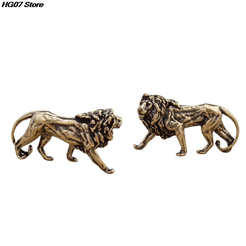 Vintage Brass Lion Miniature Figurine | Desk & Home Decor Statue