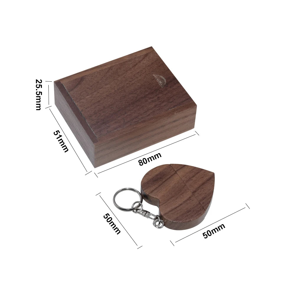 10-Pack Wooden Heart USB 3.0 Flash Drive | Custom Logo Gift USB Flash Drive PRIMED