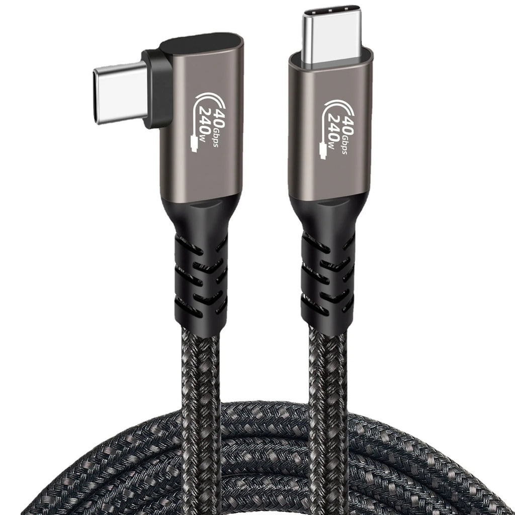 Thunderbolt 4 90° USB-C Cable 40Gbps 8K 240W PD | Hannord Thunderbolt USB-C Cable PRIMED Gray 1.5m
