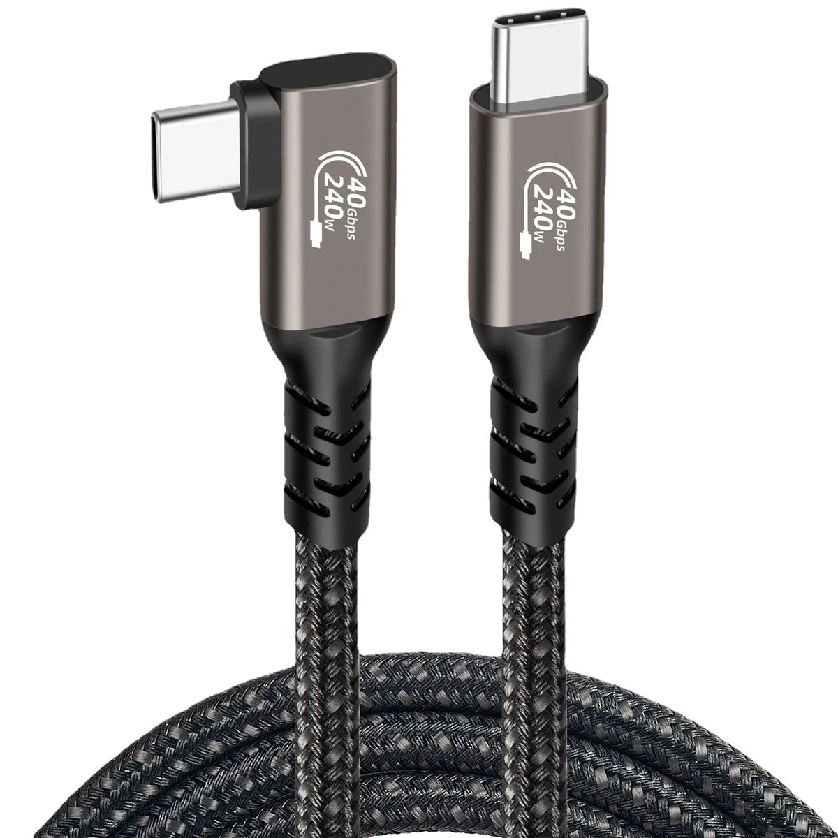 Thunderbolt 4 90° USB-C Cable 40Gbps 8K 240W PD | Hannord Thunderbolt USB-C Cable PRIMED Gray 1.5m