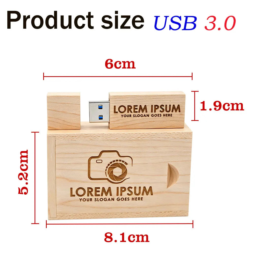 10-Pack Wooden USB 3.0 Flash Drives | Custom Logo 4–128GB USB Flash Drive Set PRIMED