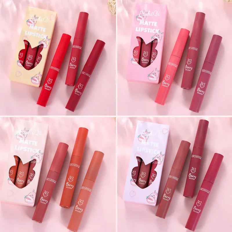 Velvet Matte Lip Glaze Set 3pcs – Waterproof Non-Stick Lip Gloss