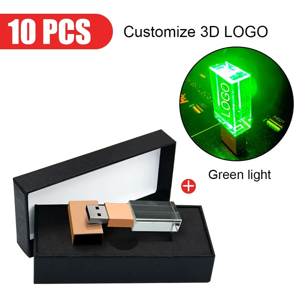 10-Pack Crystal USB Flash Drives 4–128GB | Free Custom Logo USB Flash Drive PRIMED 128 GB Green-C