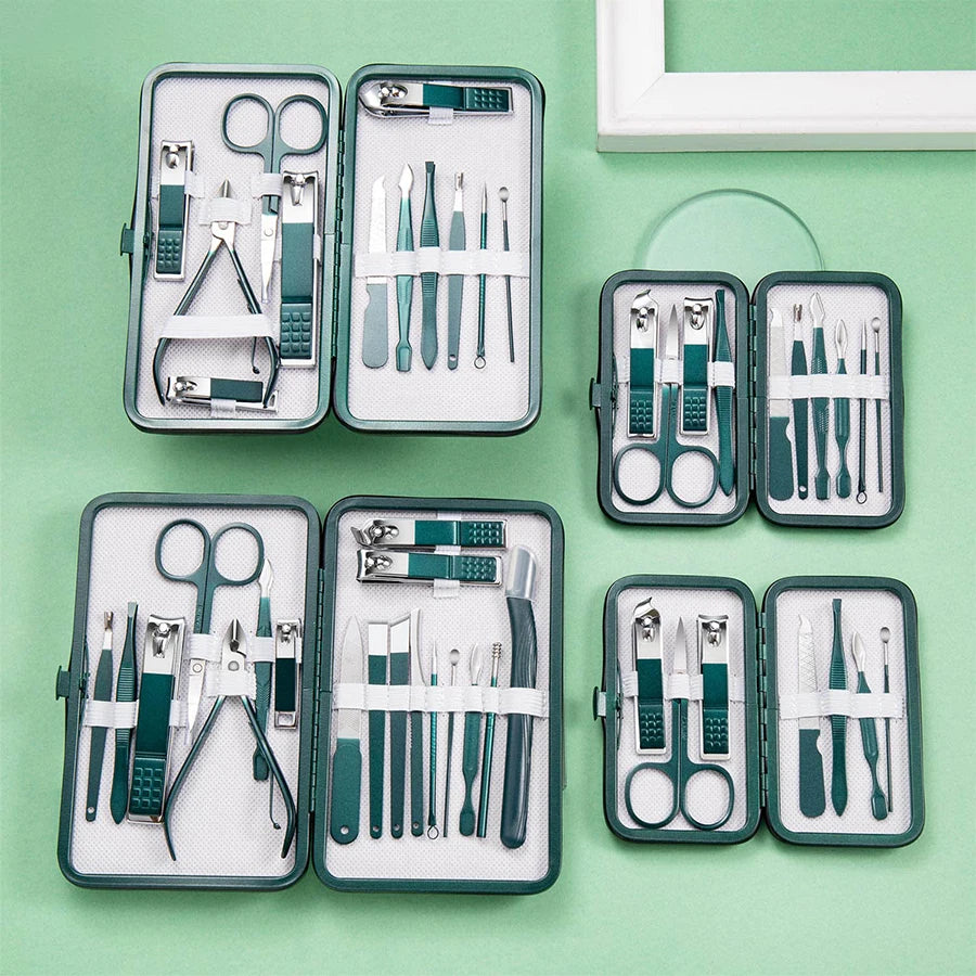 Stainless Steel Manicure Set 6–18 Pcs with Leather Case | Gift Manicure Tool Set PRIMED