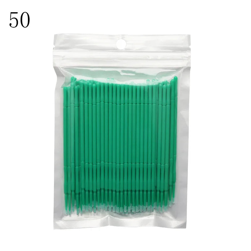 Micro Disposable Eyelash Applicator Brushes – 50/100 Pack Makeup Applicator Brushes PRIMED 50Pcs Dark Green