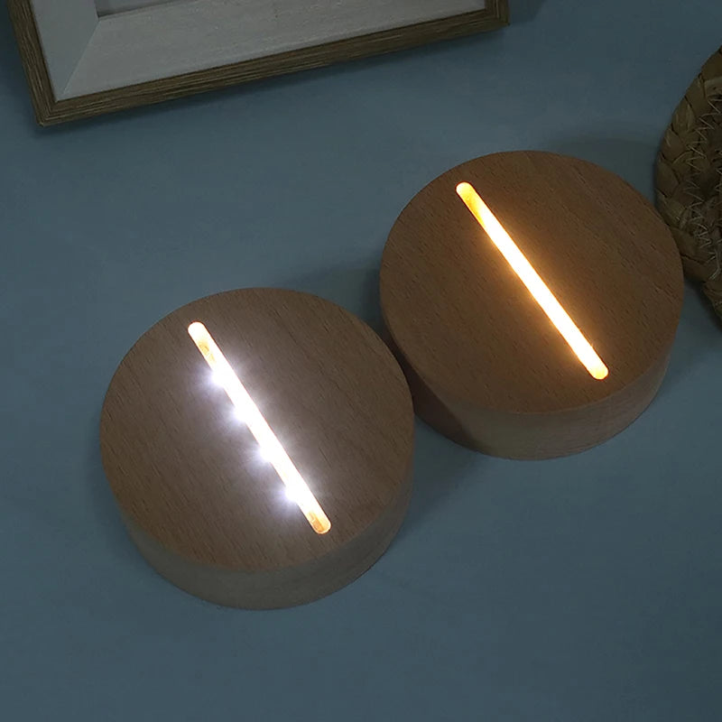 LED Wood Display Base for Acrylic & Crystal Art – Battery Powered