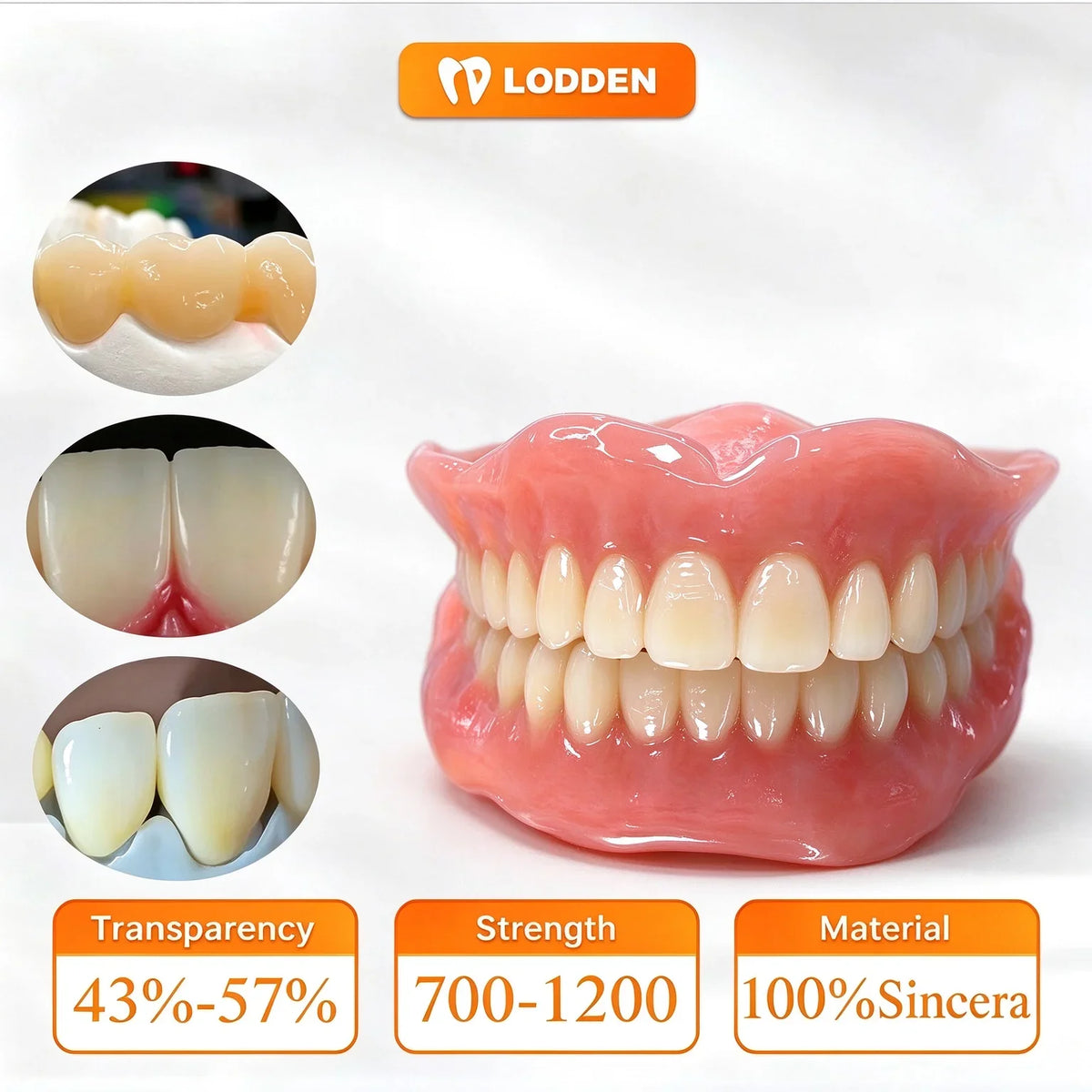 Snap-On Silicone False Teeth | Full Denture Set for Men & Women