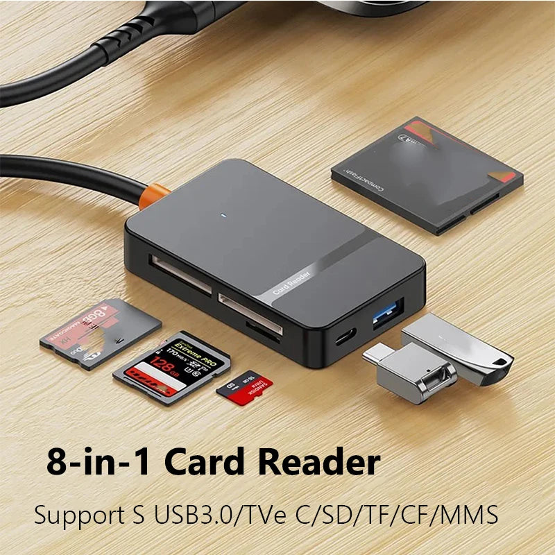 8-in-1 USB 3.0 & USB-C Multi Card Reader SD CF MS TF Multi Card Reader PRIMED 8 IN 1 card reader China Mainland
