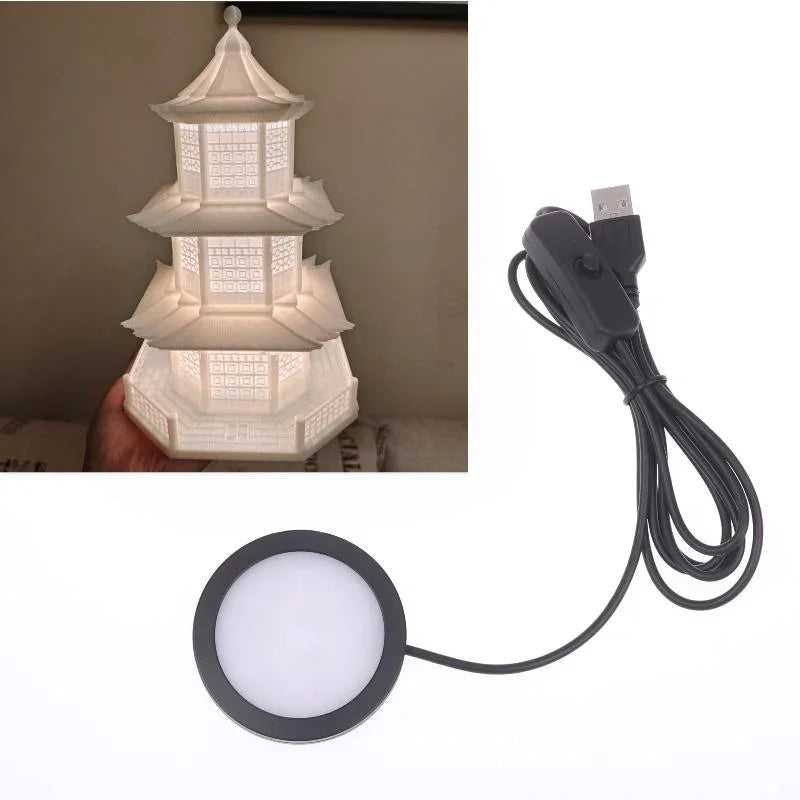 USB Ultra-Thin Round LED Light for Bambu Lab DIY Lamp Kit USB LED Light PRIMED