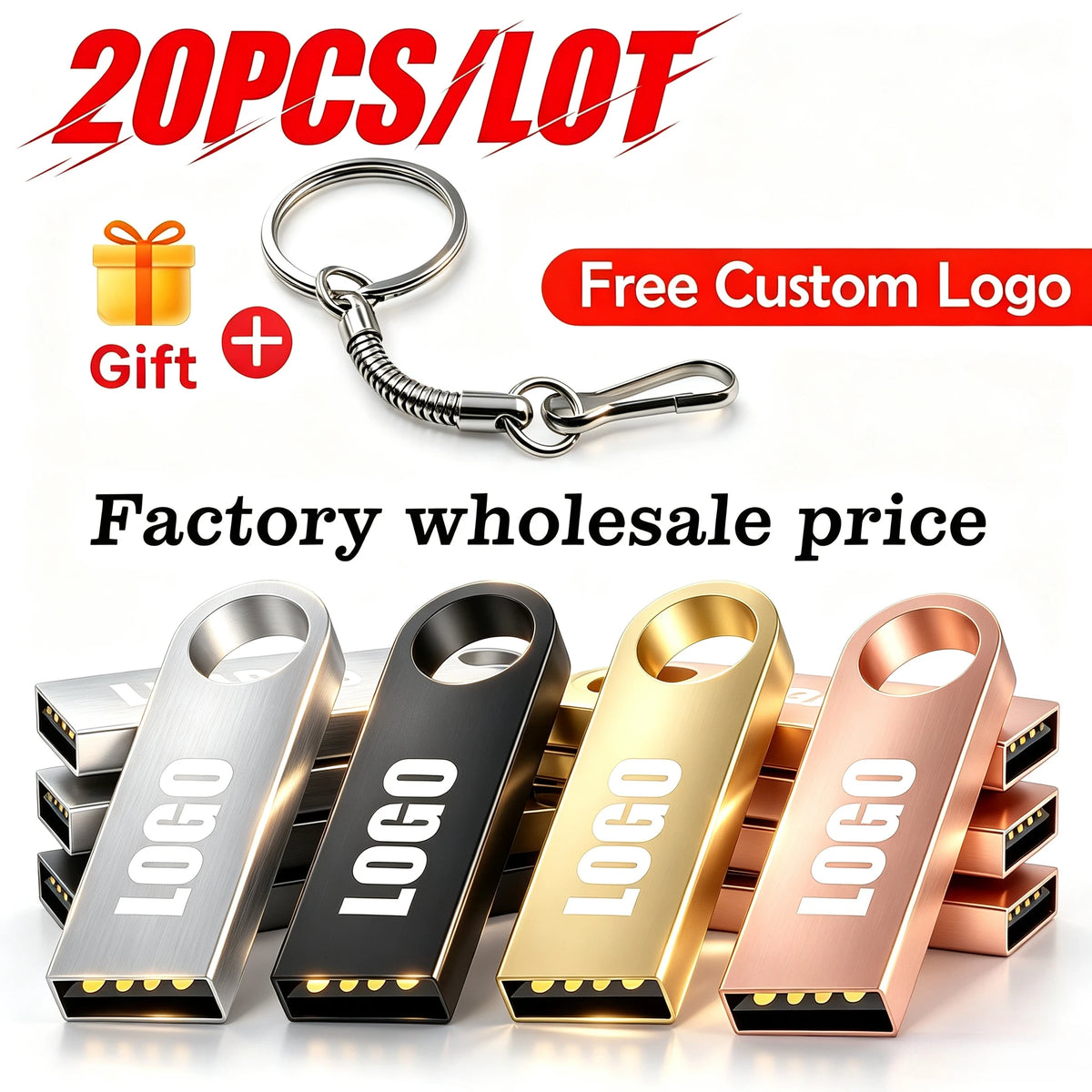20-Pack USB 2.0 Flash Drives 128MB–128GB | Free Custom Logo USB Flash Drive PRIMED