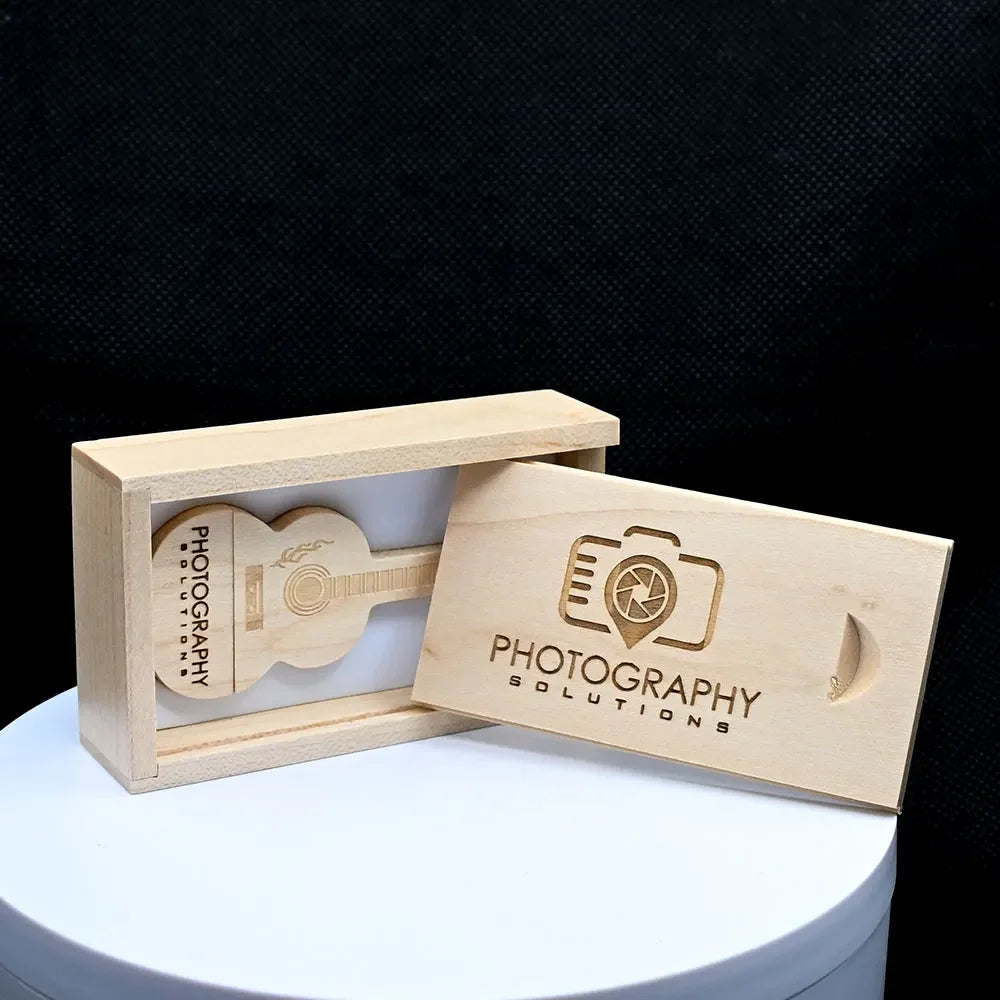 10-Pack Wooden Guitar USB Flash Drive | Custom Logo 2GB–128GB USB Flash Drive PRIMED