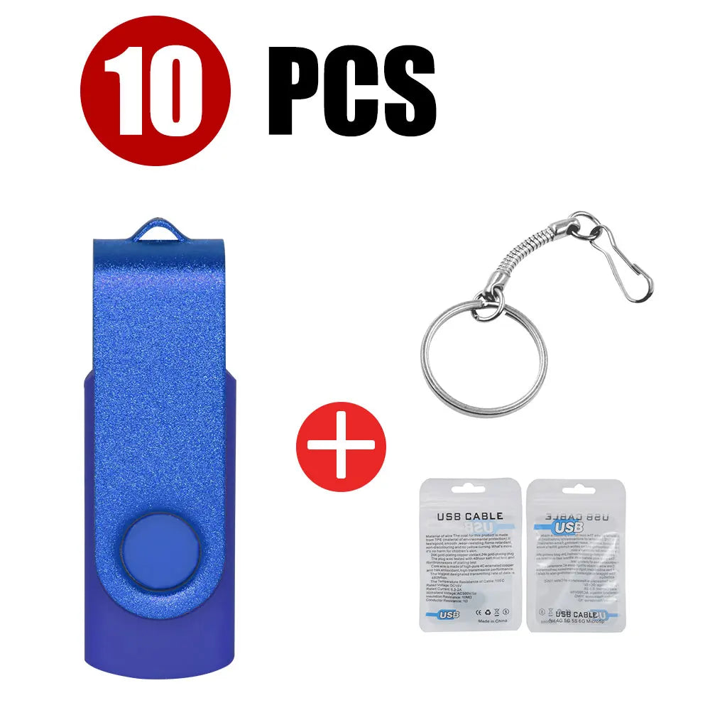10-Pack Colorful USB Flash Drives 1GB–64GB | Custom Logo USB Flash Drive PRIMED 4GB Blue USB 2.0