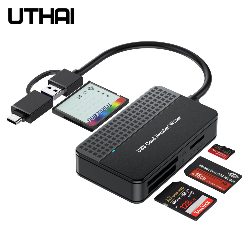 UTHAI SA08 All-in-One Type-C Card Reader – SD TF CF Micro SD USB Card Reader PRIMED