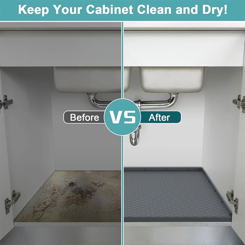 Waterproof Silicone Under Sink Mat – Kitchen & Bathroom Liner Cabinet Liner Mat PRIMED