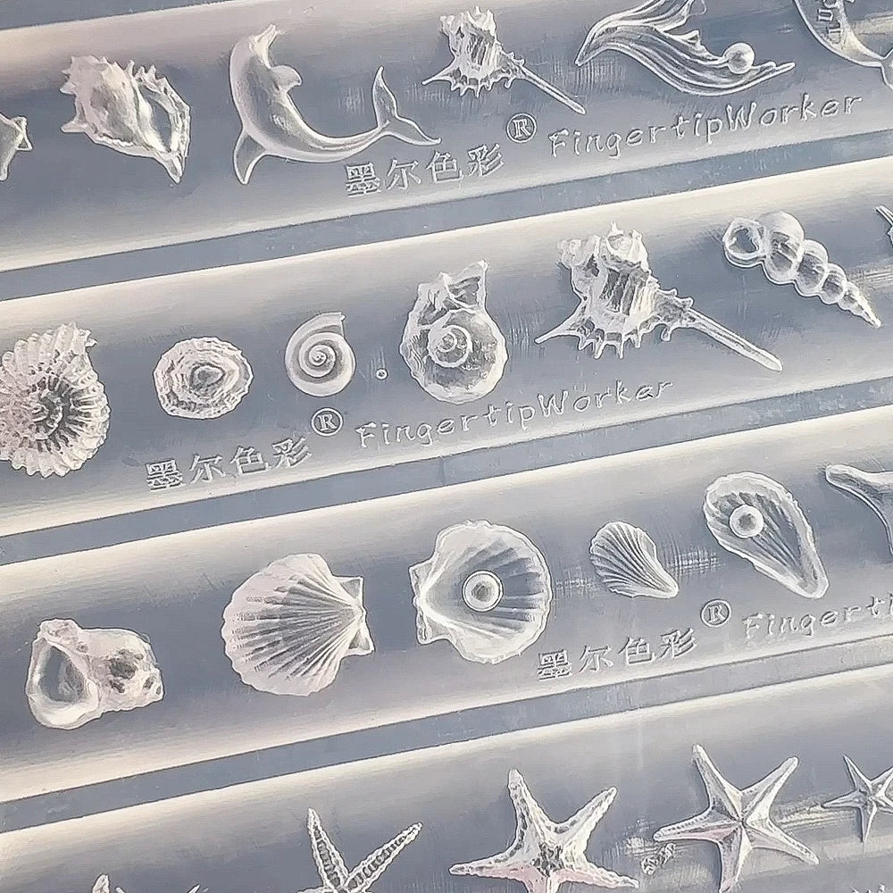 Ocean 3D Nail Silicone Stamping Mold – Shell, Sea Star & Dolphin