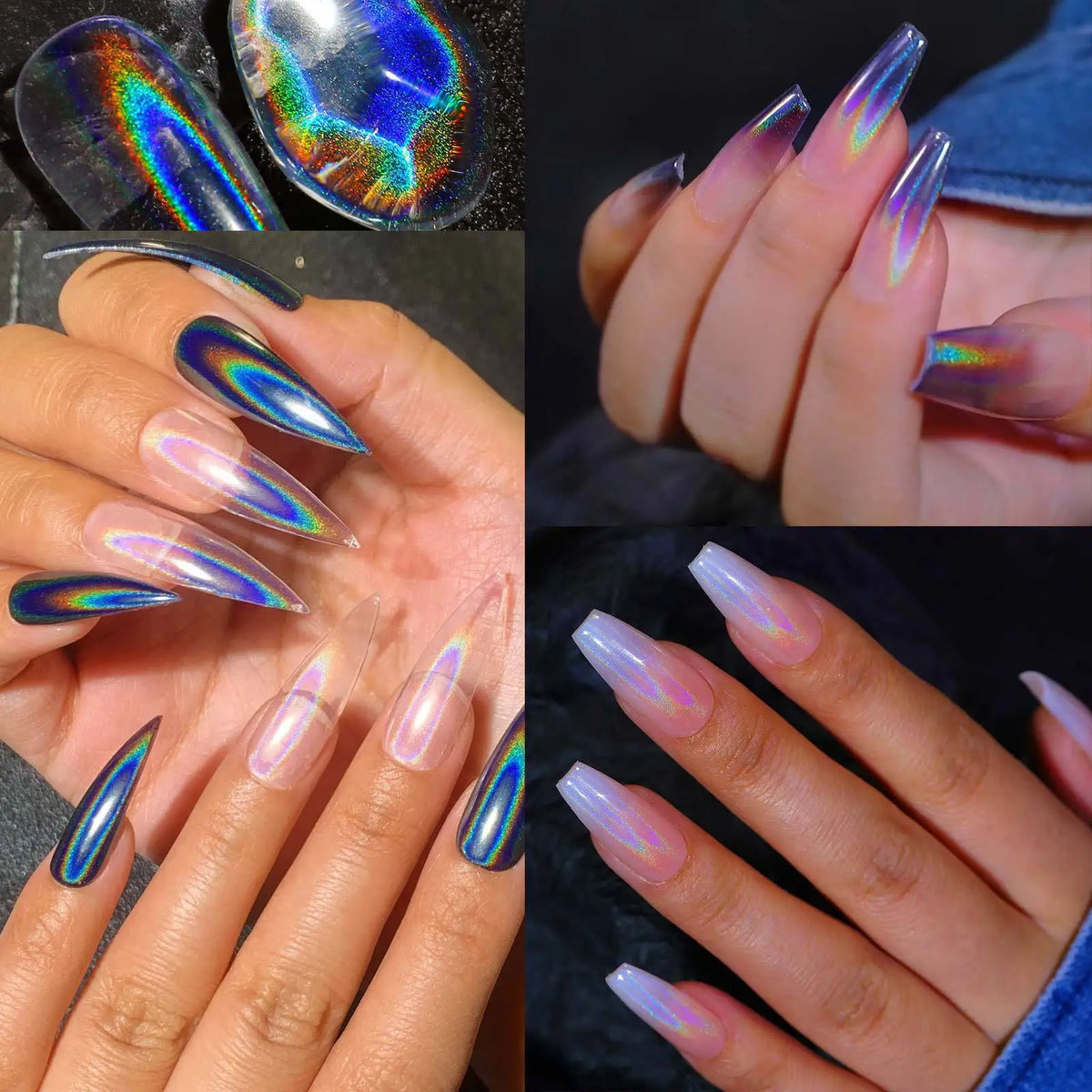 Holographic Nail Glitter Powder – Chrome Mirror Pigment Dust