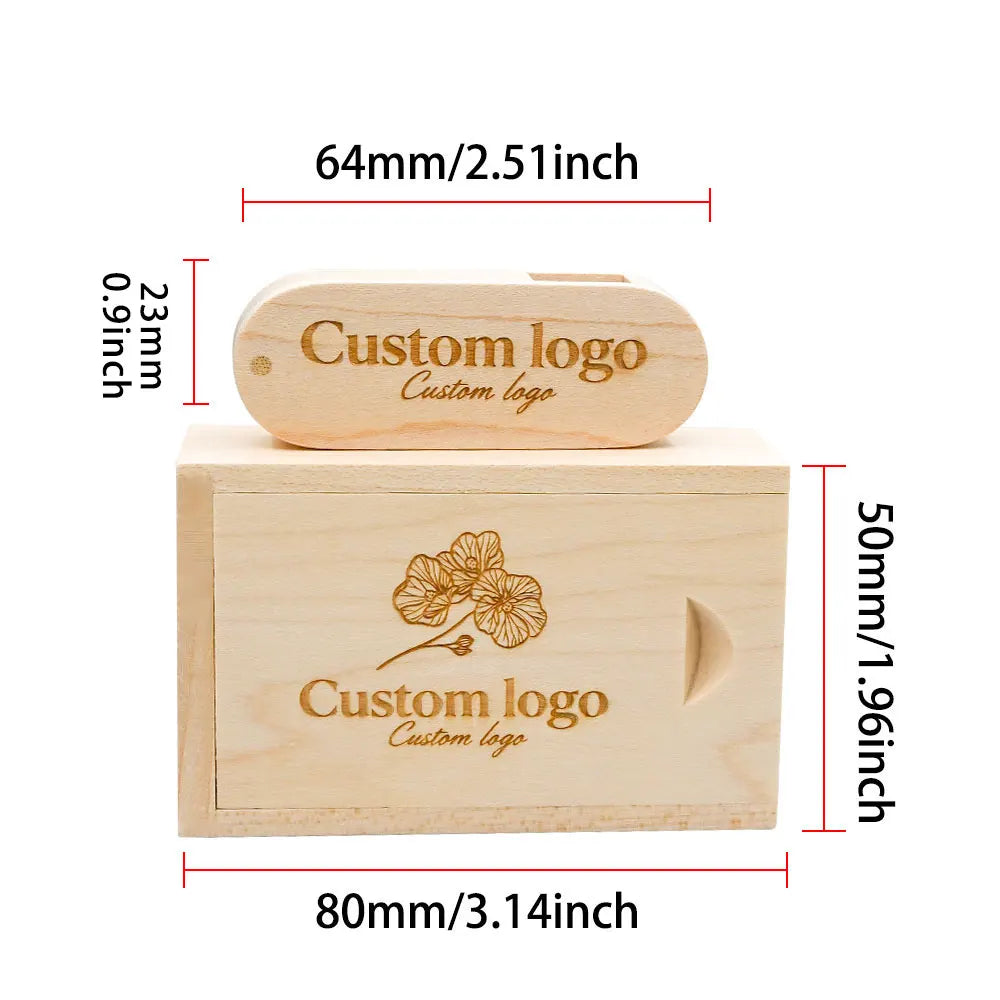 Wooden USB 2.0 Flash Drive 4–64GB | Bulk Pack with Gift Box USB Flash Drive PRIMED