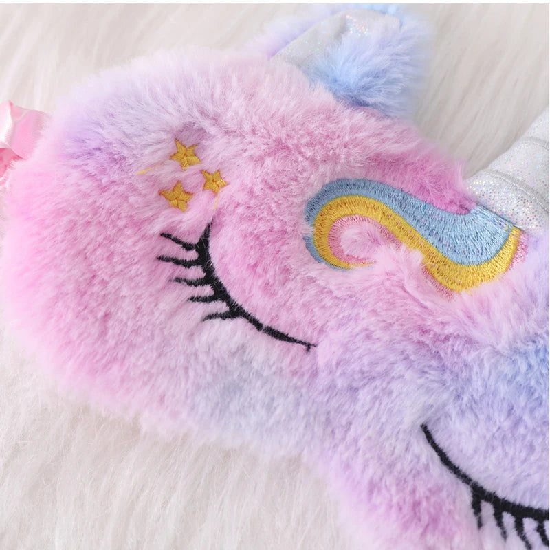 Unicorn Plush Sleep Mask – Soft Blackout Eye Cover for Girls
