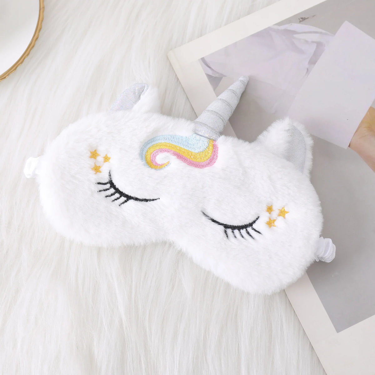 Unicorn Plush Sleep Mask – Soft Blackout Eye Cover for Girls
