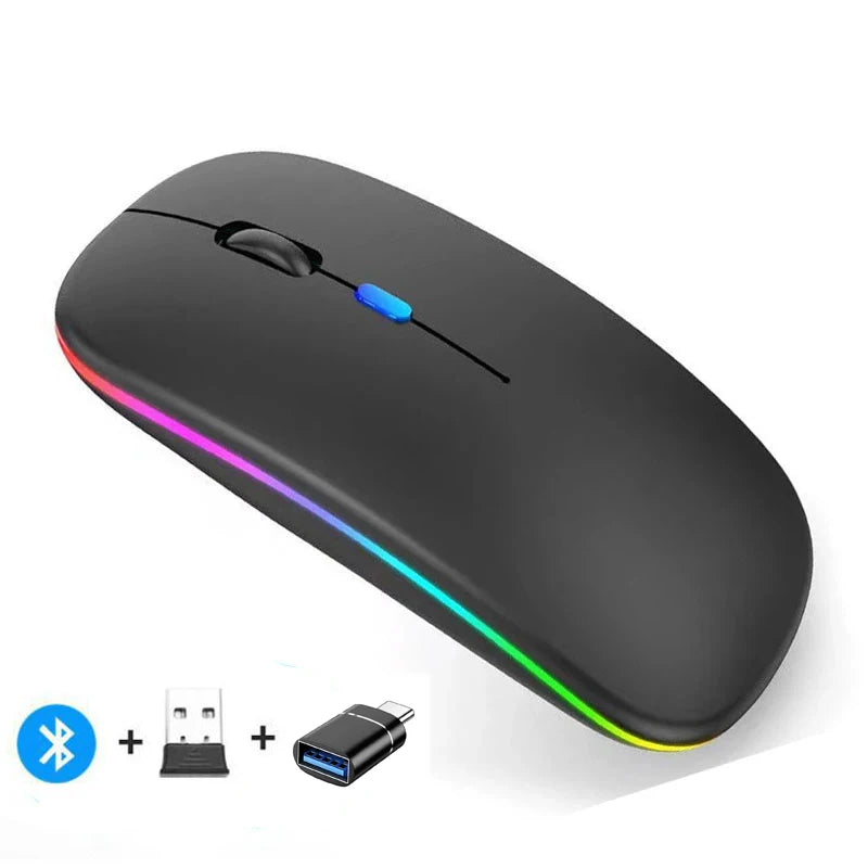 Wireless Bluetooth RGB Mouse – Silent, Rechargeable, LED Backlit Wireless Gaming Mouse PRIMED LED-Black B