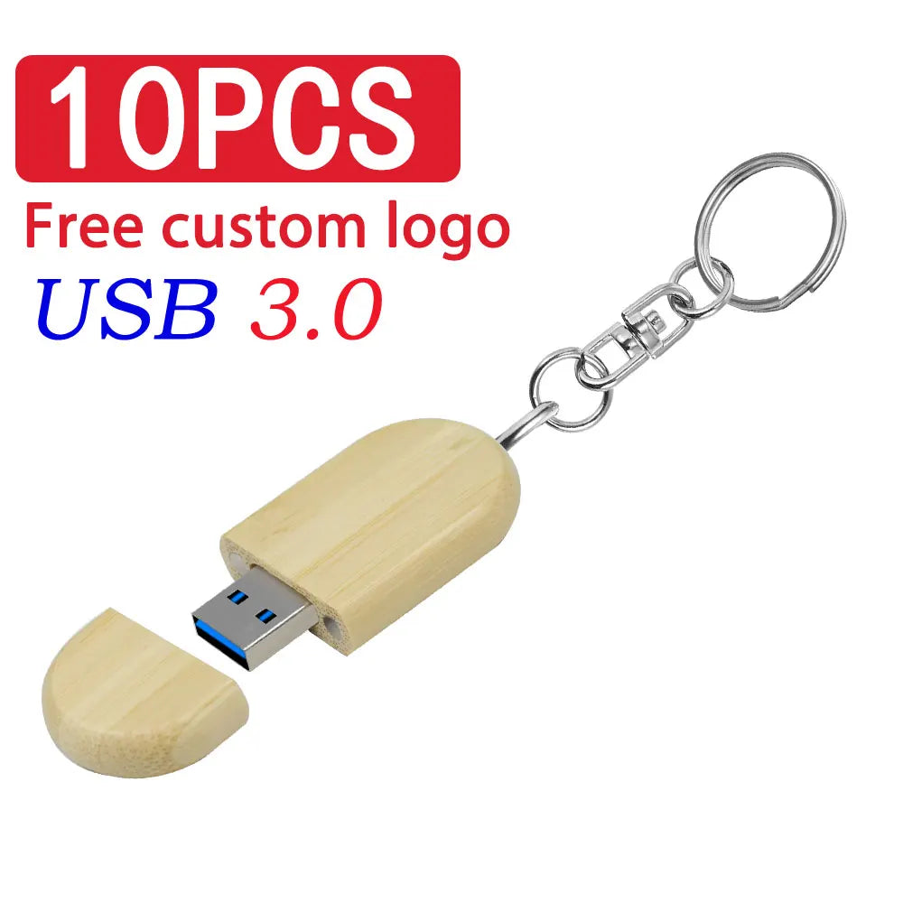 10-Pack Custom Logo Maple Wood USB 3.0 Flash Drives 8–128GB Wooden USB Flash Drive PRIMED 8 GB Bamboo