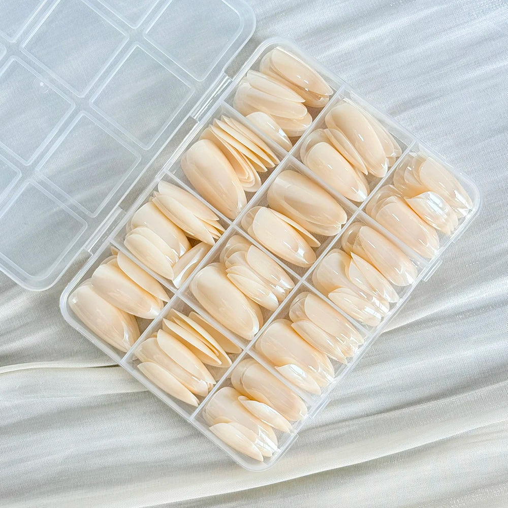 144Pcs Almond Snowflake Press On Nails – French False Nail Tips