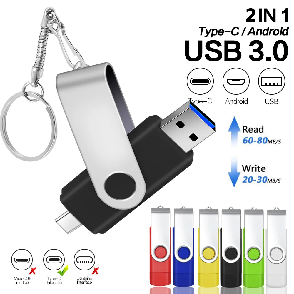 2-in-1 USB-C & USB 3.0 Metal Flash Drive 8GB–128GB USB Flash Drive PRIMED