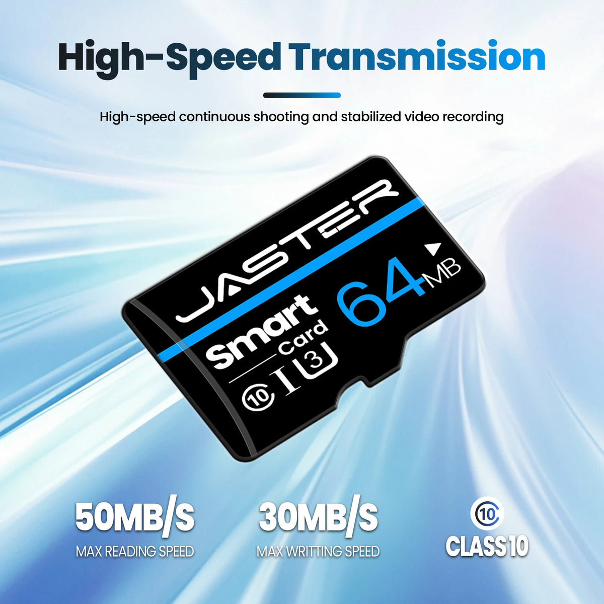 JASTER SDXC Memory Card Class 10 U3 V30 A1 + Free SD Adapter SDXC Memory Card PRIMED