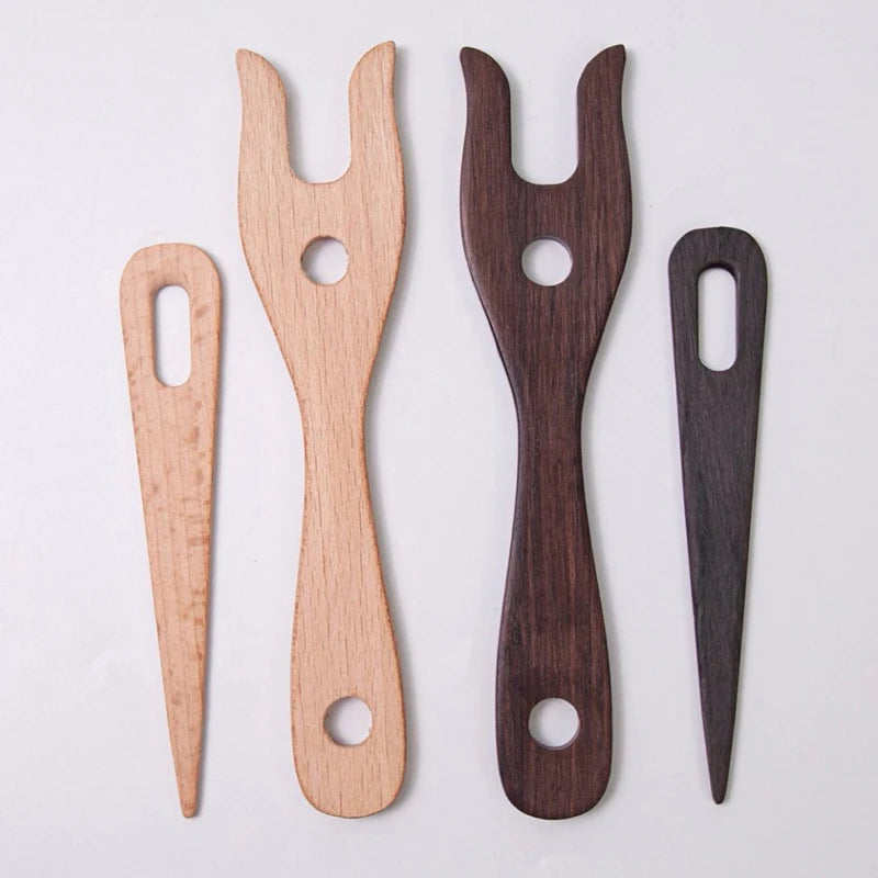 Wooden Knitting Fork & Large Eye Needle Set | DIY Craft Kit