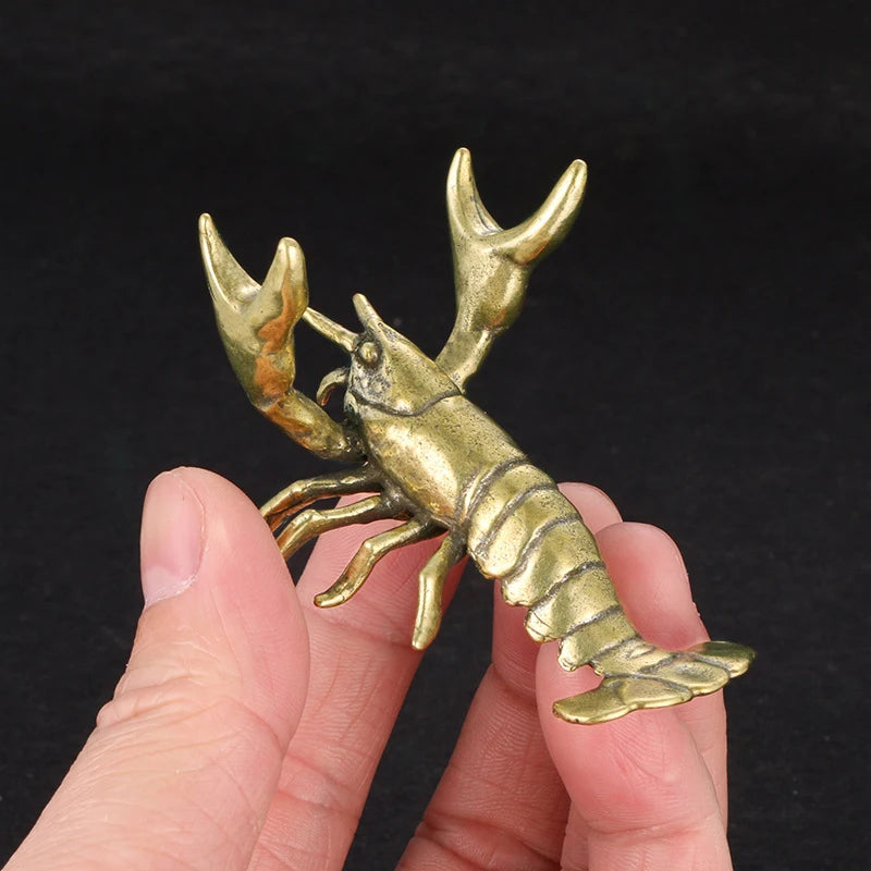 Solid Brass Crayfish Figurine | Vintage Lobster Desk Ornament Brass Figurine PRIMED