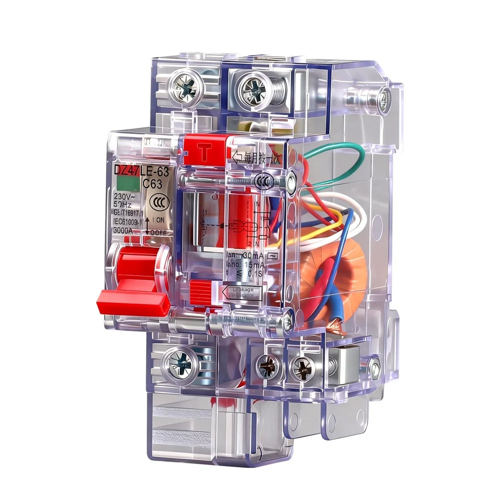 Transparent Circuit Breaker 1P 6A–63A | Leakage & Overload Guard