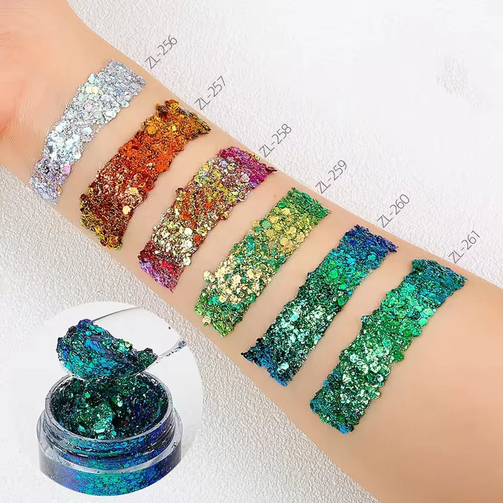 Chameleon Glitter Gel – Eye, Face & Body Shimmer Sequins Glitter Gel Makeup PRIMED