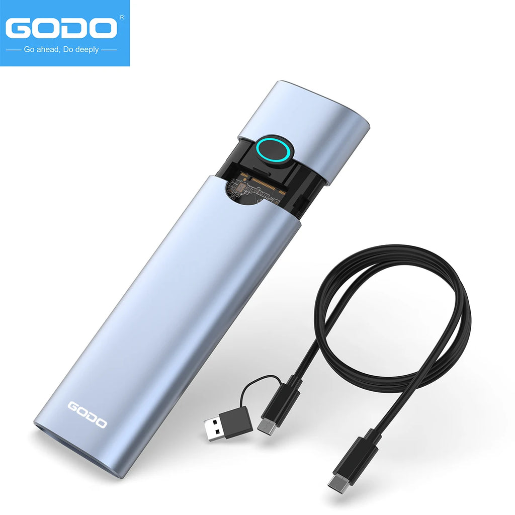 GODO M.2 NVMe SSD Enclosure USB 3.2 Gen2 10Gbps USB-C SSD Enclosure Adapter PRIMED Silver 10 Gbps M.2 NVMe
