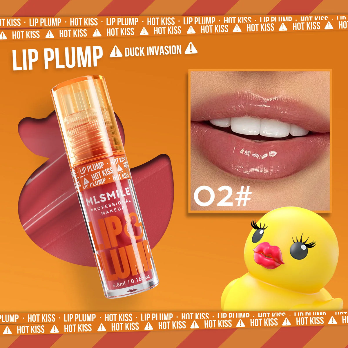 MLSMILE Mirror Lip Gloss Plumping Oil – Duck Design 4.8ml Lip Gloss Oil PRIMED 02