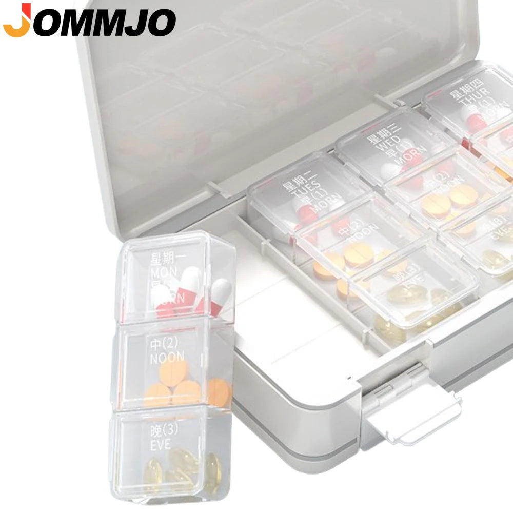 Weekly Pill Organizer 3 Times a Day – 24-Compartment Travel Box