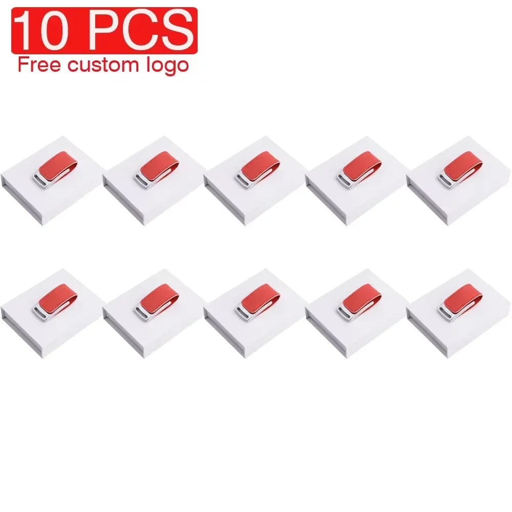 10-Pack Custom Logo Leather USB Flash Drives 16GB 64GB Gifts USB Flash Drive PRIMED 128GB USB AND BOX 2 CN