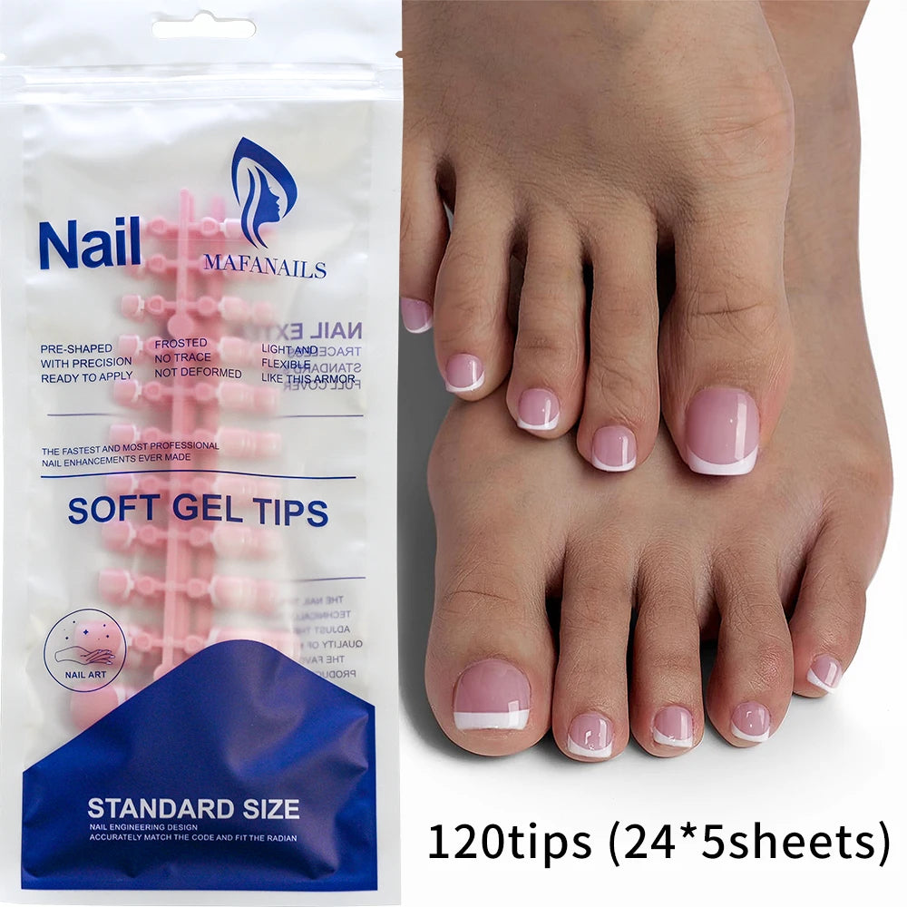 120Pcs French Press-On Toenails – Ultra-Thin Full Cover Acrylic