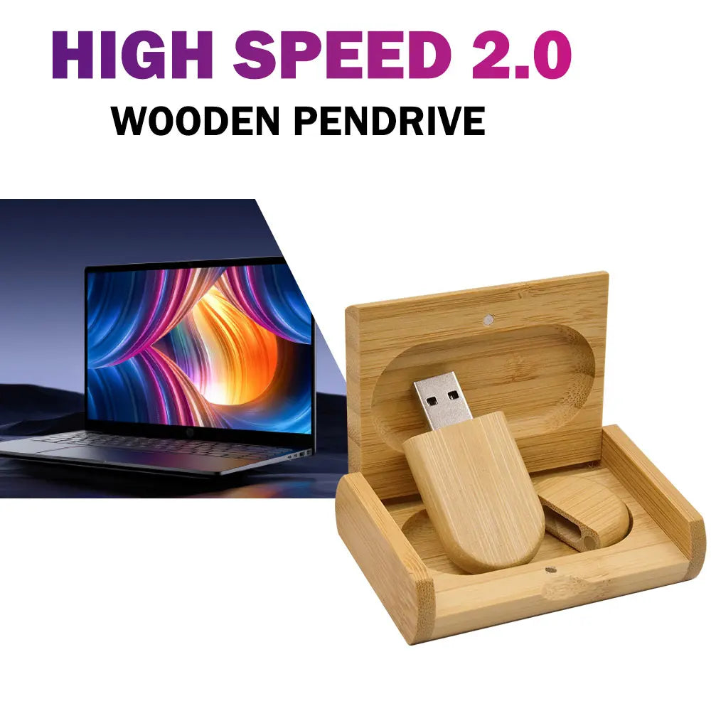 Wooden USB Flash Drive Custom Logo | 4GB–128GB Bamboo Maple Custom USB Flash Drive PRIMED