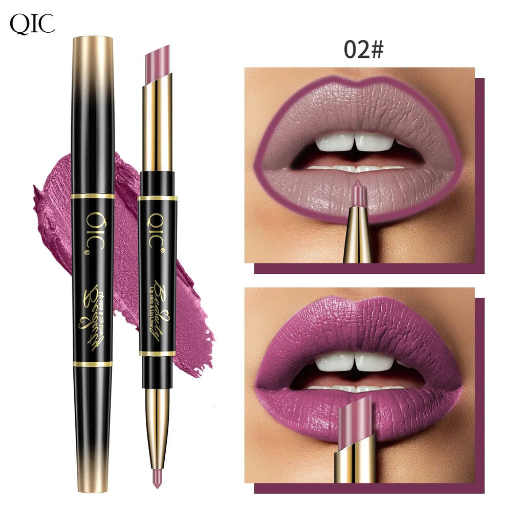 QIC 2-in-1 Waterproof Matte Lip Liner & Lipstick Pencil Lip Liner Pencil PRIMED 02