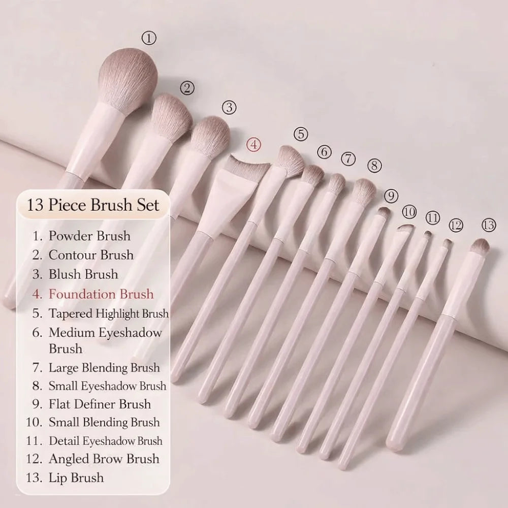 5–13 Piece Soft Makeup Brush Set – Blending, Contour & Eyeshadow