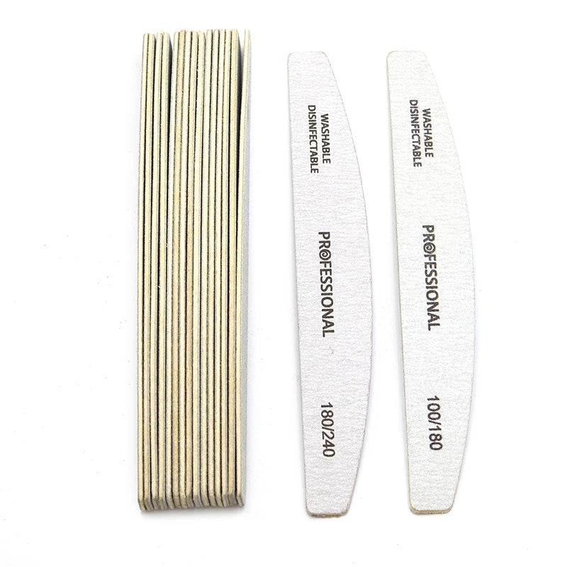 JEARLYU Half-Moon Wooden Nail Files Set 5/10/20/40 Pcs Wooden Nail Files PRIMED