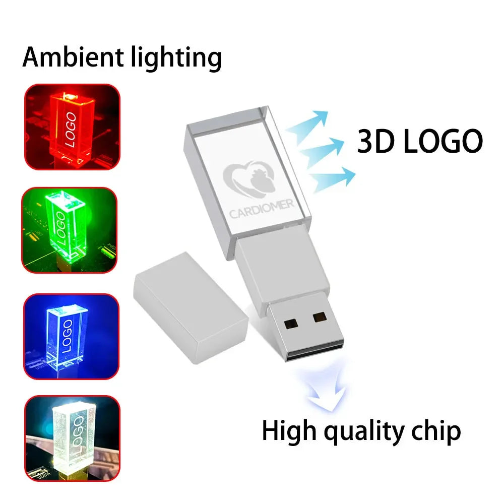 10-Pack Crystal USB 2.0 Flash Drives | Custom Logo 4–128GB USB Flash Drive PRIMED