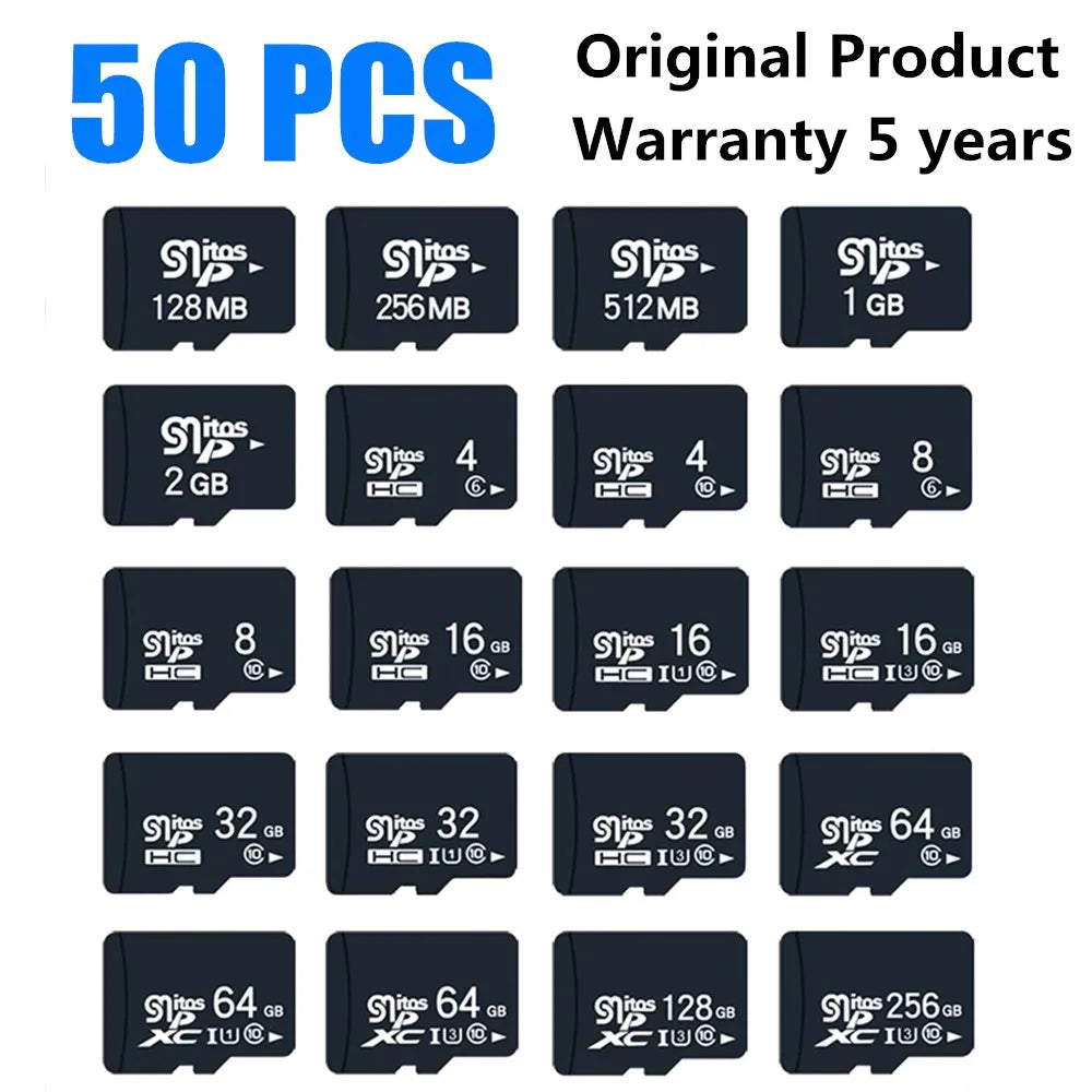 50-Pack Class 10 TF/SD Flash Memory Cards 1GB–128GB | Ceamere Flash Memory Cards PRIMED
