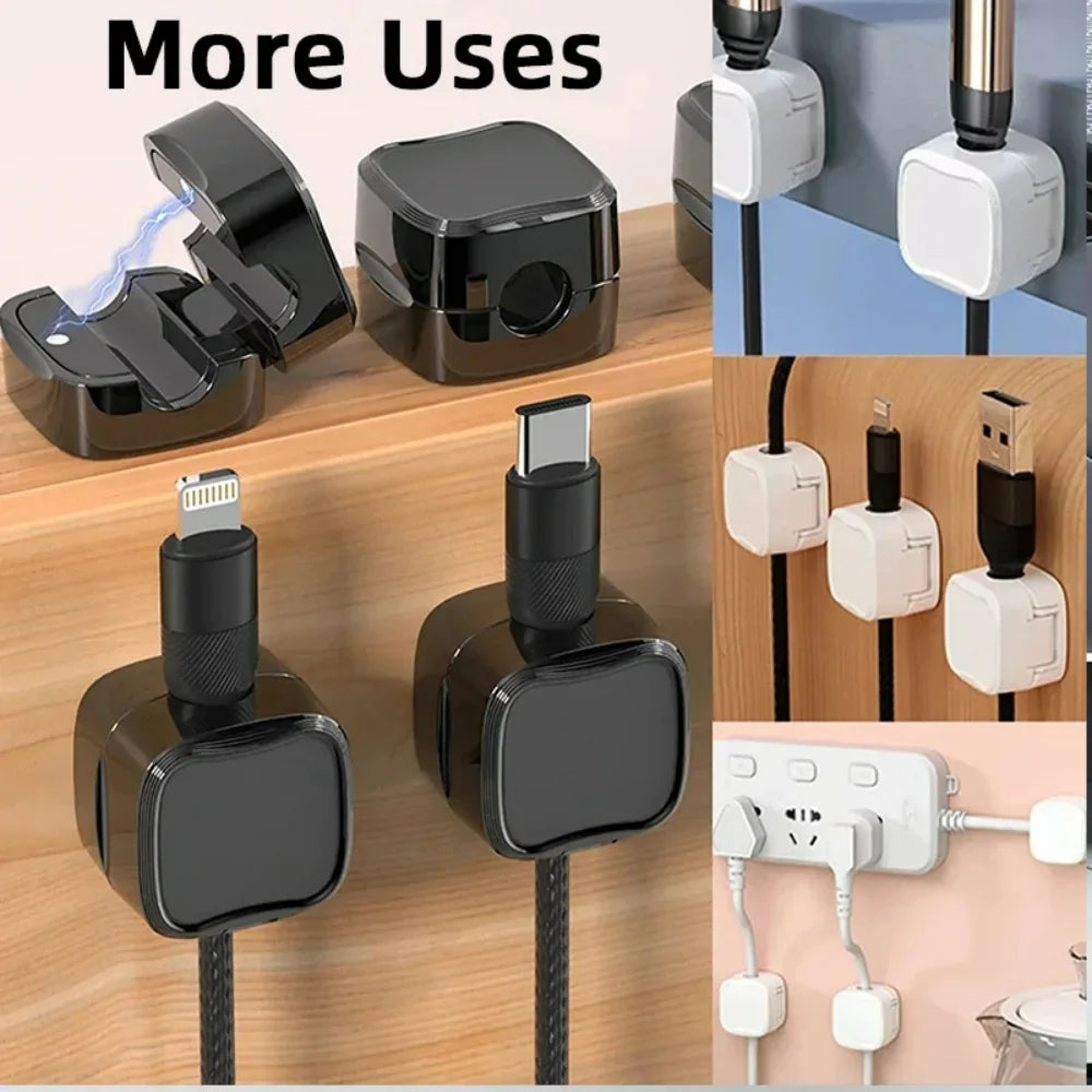 Magnetic Cable Clips Desk Organizer – 6-Pack Wire Winder Cable Organizer Clips PRIMED